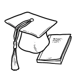 Mortarboard with bound thesis