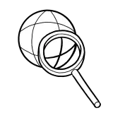 Globe with a magnifying glass